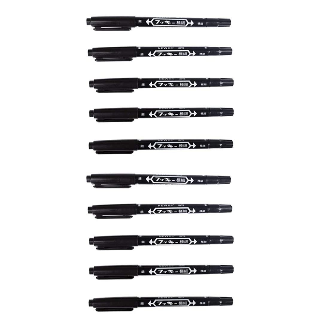 AEIOFU 10Packs Professional Body Art Pens Temporary Tattoo Marker Skin Marker Positioning Pen Permanent Makeup Body Art Beauty Tool(Black) Semi Permanent Tattoos Temporary Tattoo Pen