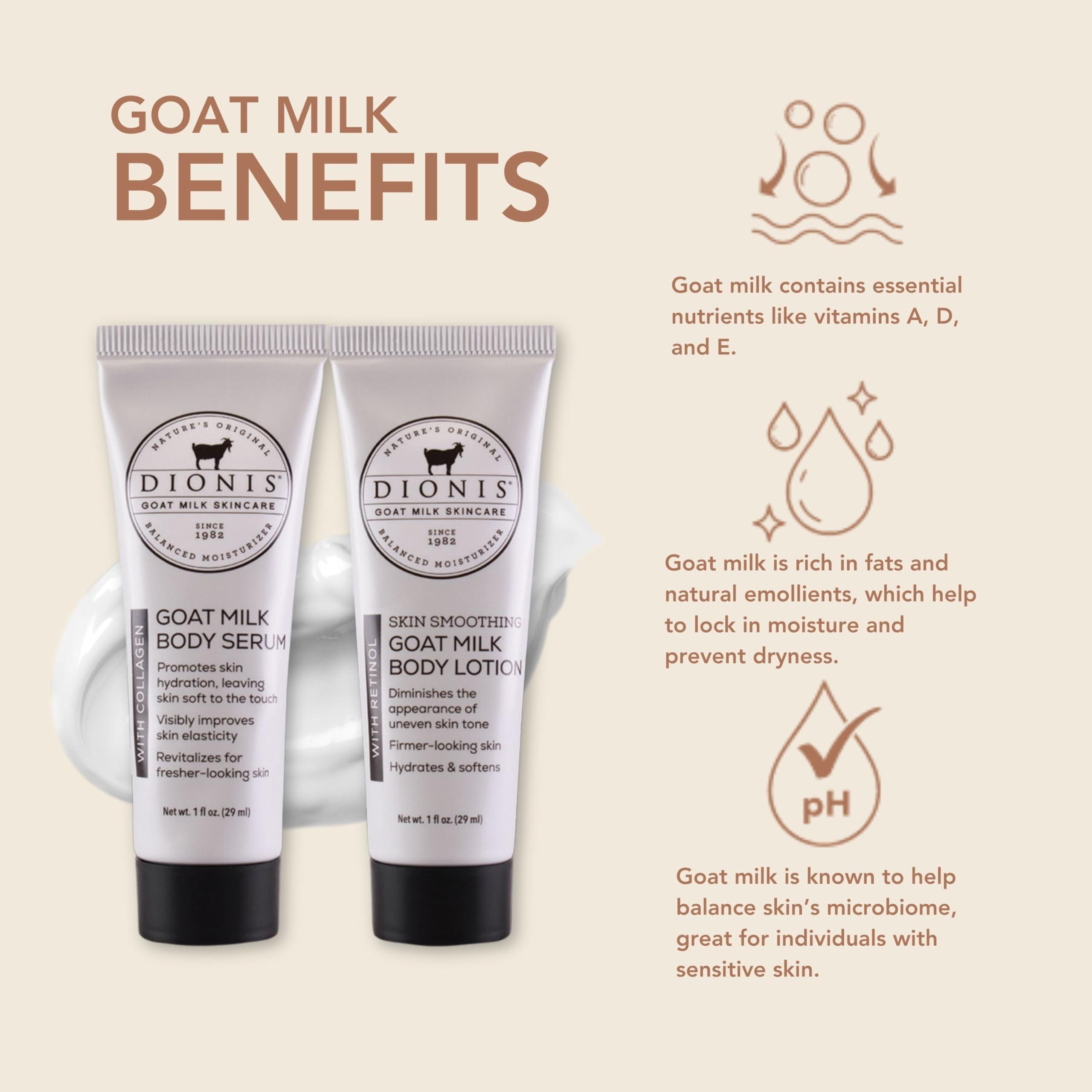 Dionis Dionis Milk & Honey Youth Boosting Goat Milk Hand Cream, 2oz + Goat Milk Body Serum & Body Lotion, 1oz each