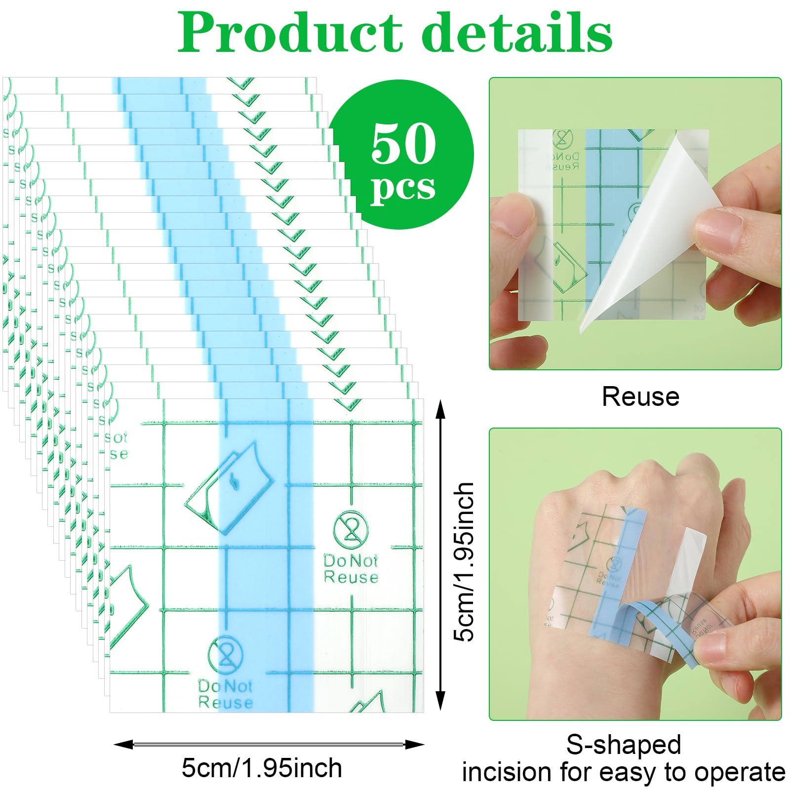 Qianyu Qianyu 50 Pieces Makeup Hand Palette Single Use Makeup Mixing Palette Professional Makeup Artist Must Haves Disposable Transparent Waterproof Cosmetic Tray Adhesive Tape for Women and Girls (50)