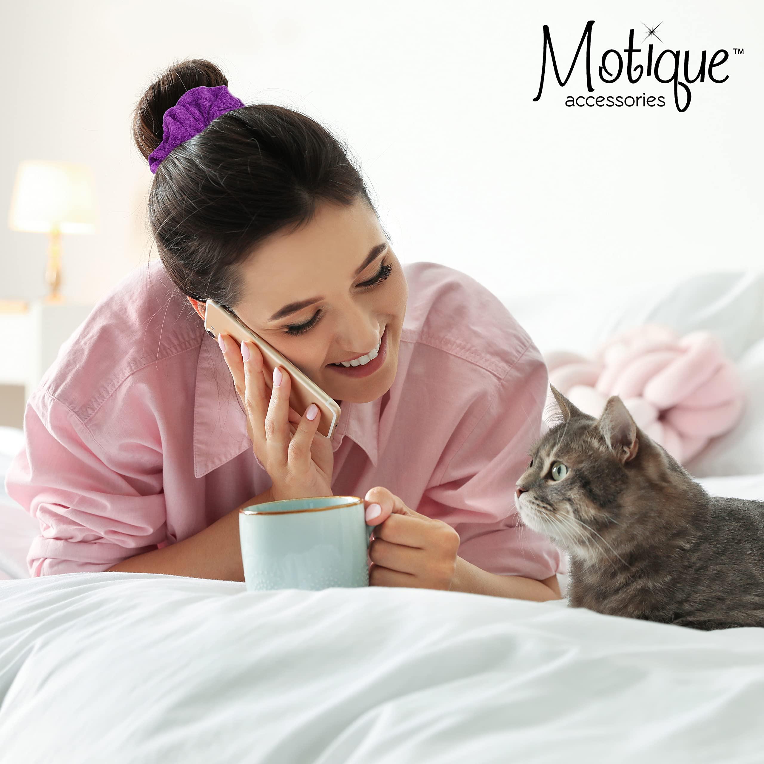 Motique Accessories 6 Pack Hair Scrunchies Neon Microfiber Terry Neon Green Purple & Blue