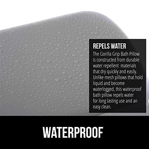 Gorilla Grip GORILLA GRIP Bath Pillow for Tub, Improved Suction Cups, Luxury Bathtub Pillows, Headrest for Neck and Back Support, Relaxing Home Spa, Hot Tubs and Bathroom Essentials, Gifts for Women, 2 Panel Gray