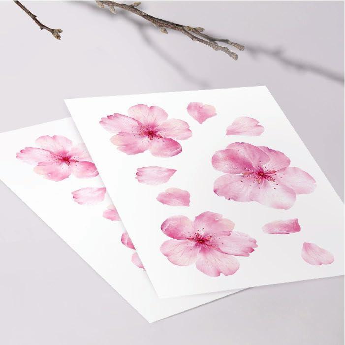 GoDdis Peach Blossom Sticker Small Fresh Cute Long-Lasting Female Waterproof Sexy Collarbone Back Leg Tattoo Stickers Temporary Tattoos Fake Tattoo Cherry Blossom
