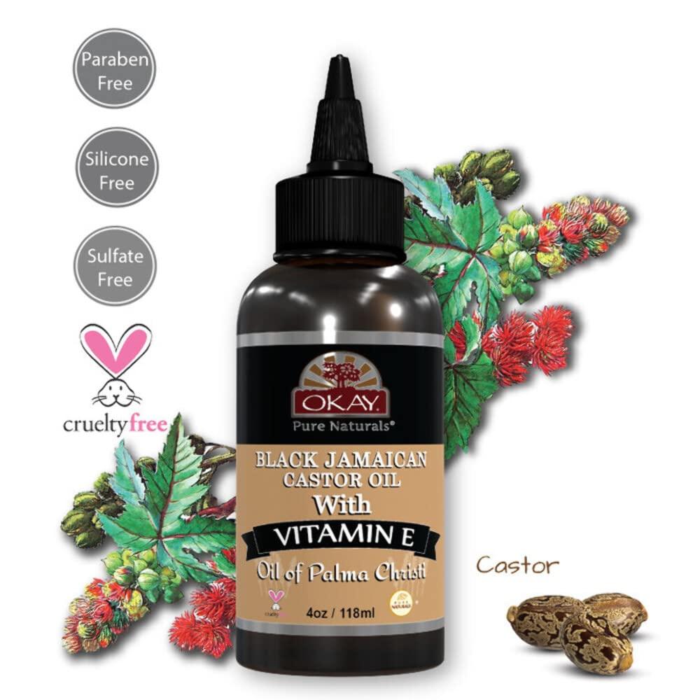 Okay OKAY BLACK JAMAICAN CASTOR OIL with VITAMIN E and PANTHENOL 4oz / 118ml