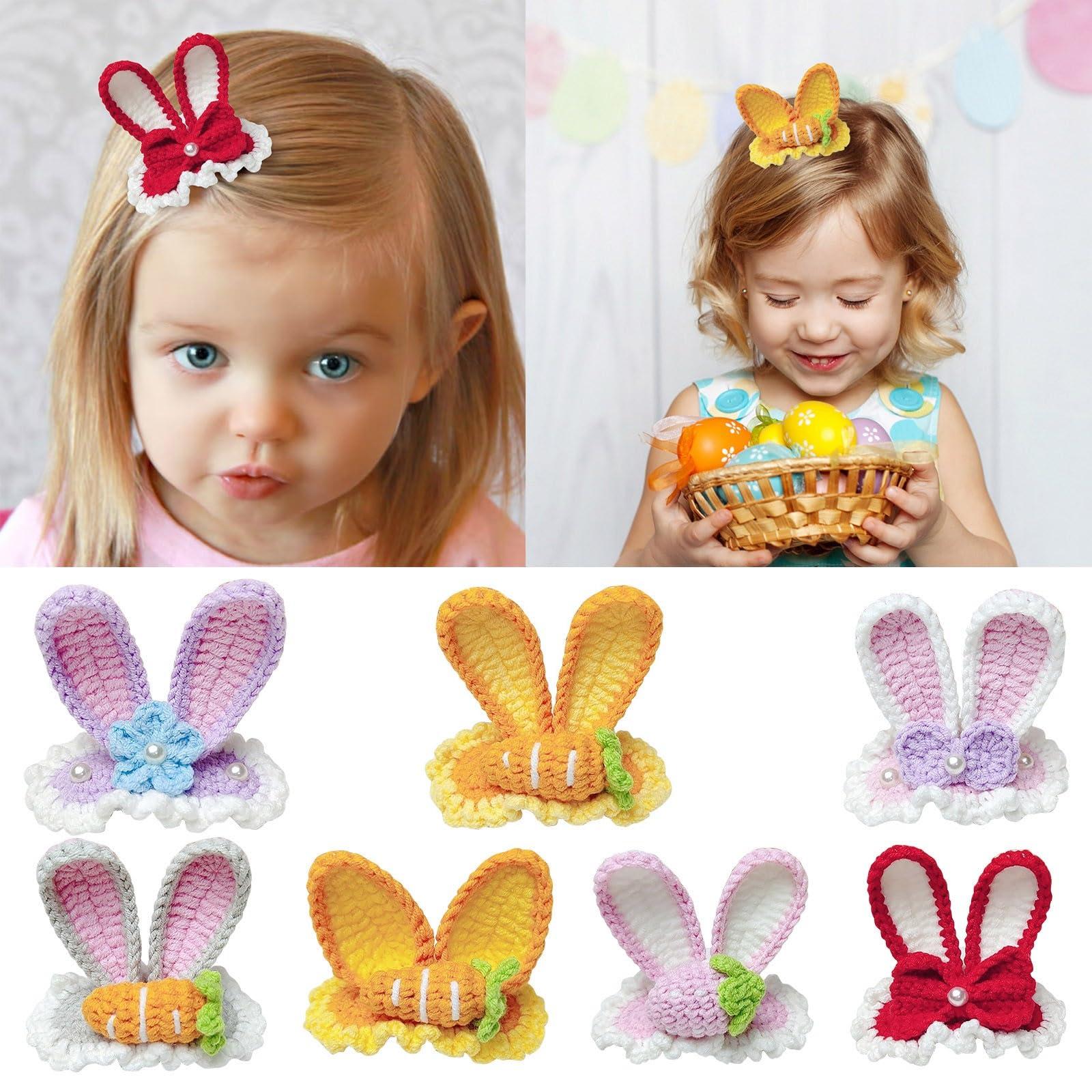 BSWAJIOJIO Bar Clips Hair Small Crochet Rabbit Snap Hair Clips Flower Carrot Barrette Hairgrip Girls Hairpin for Hair Braids Metal Hair Clip Small (A-E, One Size)
