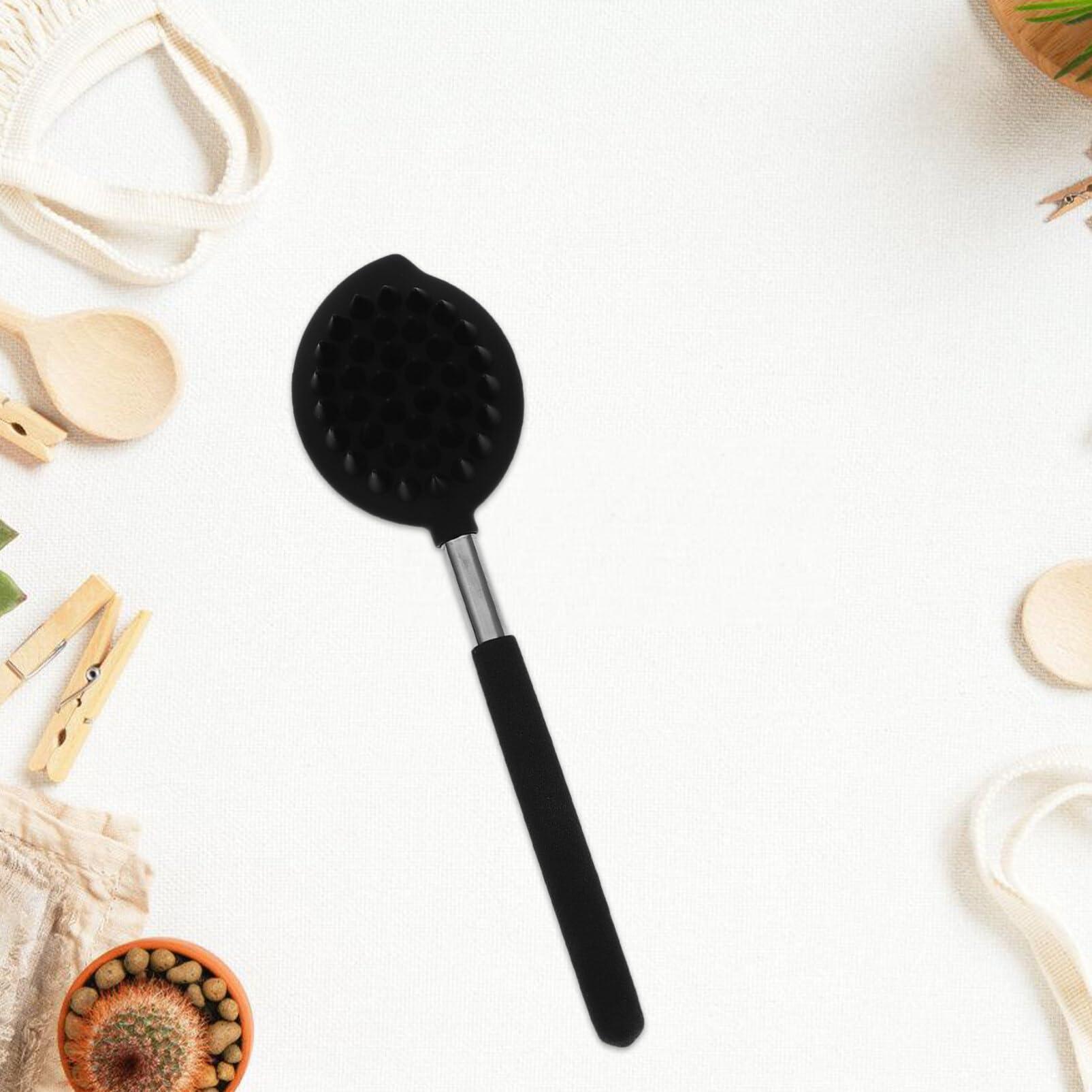 Beavorty Beavorty Exfoliating Body Scrubber Silicone Back Scrubber Retractable Long Handle Bath Body Brush Double Sided Shower Brush Body Exfoliator for Men Women Black Scrubber for Shower