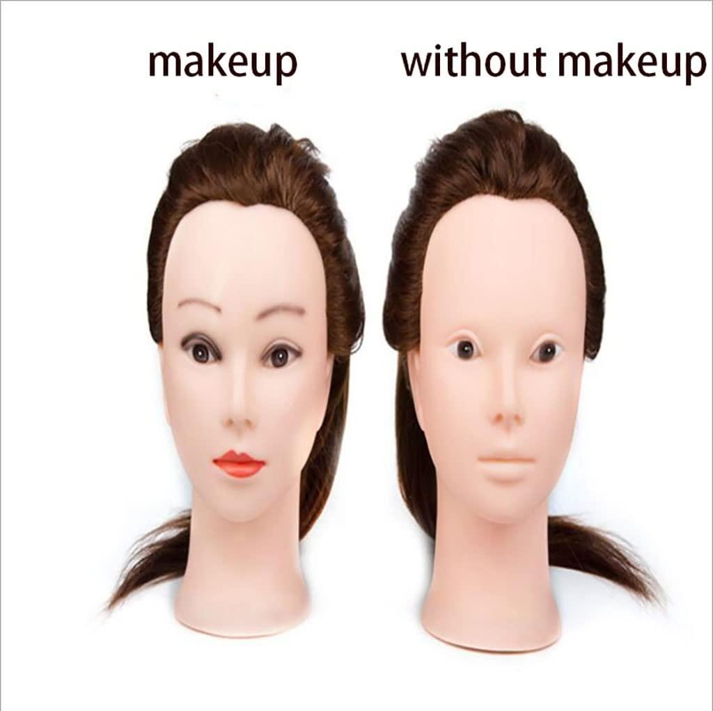 Generic 80% Real Human Hair Mannequin Head for Hair Training Styling Professional Hairdressing Cosmetology Dolls Head for Hairstyles