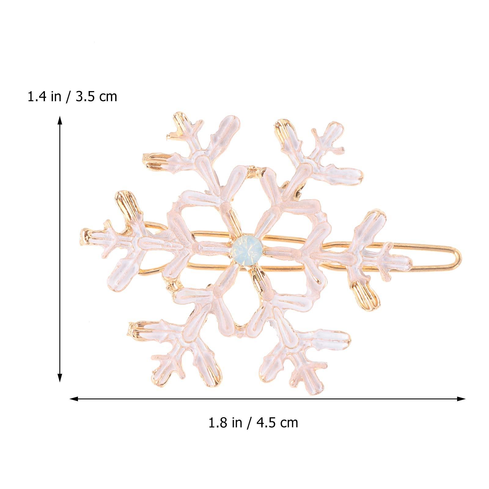 Lurrose 4Pcs Snowflake Hair Clips Christmas Snow Bobby Pins Alloy Pins Xmas Hair Accessories Party Favors