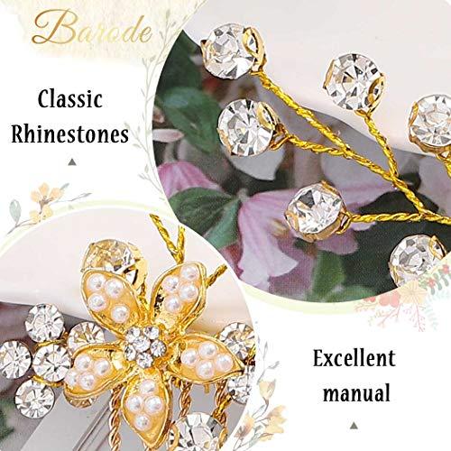 Barode Barode Bridal Wedding Hair Comb Gold Rhinestone Side Combs Crystal Bride Flower Hair Accessories for Women and Girls