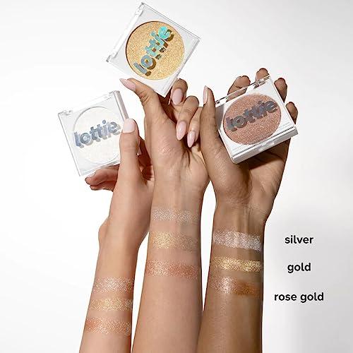 Lottie London Lottie london Diamond Bounce Highlighter in Rose Gold, Ultra-fine Gel-powder Highlighter with Rose Gold Shimmer for an Icy Iridescent Highlight