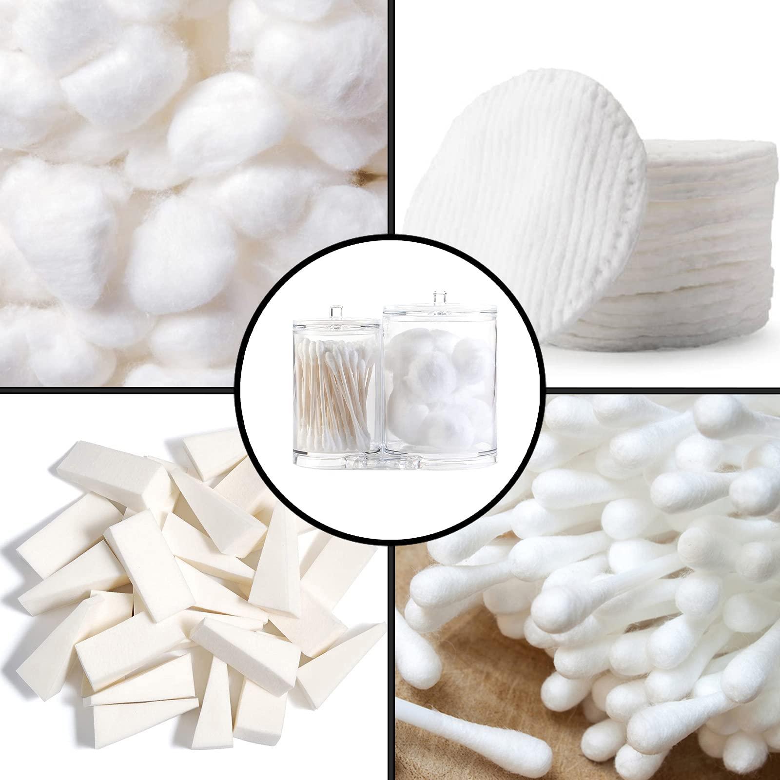 Huji Huji Acrylic Cosmetic Organizer For Q-Tip and Cotton Ball Holder With Lids - 9.36oz and 17.61oz Jars (1 PK)