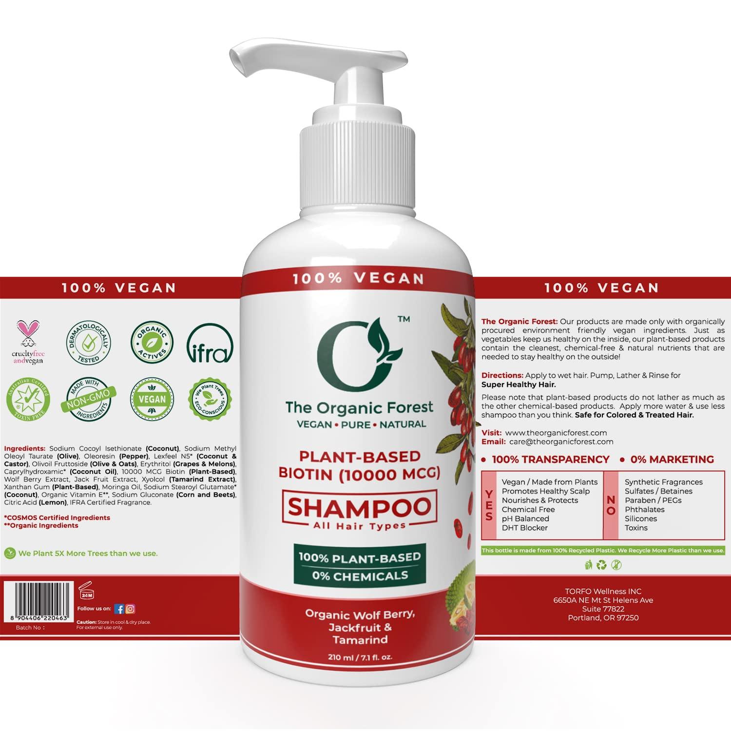 The Organic Forest – VEGAN . PURE . NATURAL The Organic Forest - VEGAN . PURE . NATURAL Biotin Shampoo | Hair Thickening | Moisturizing for Dry or Oily Scalp | 7.1 fl.oz.
