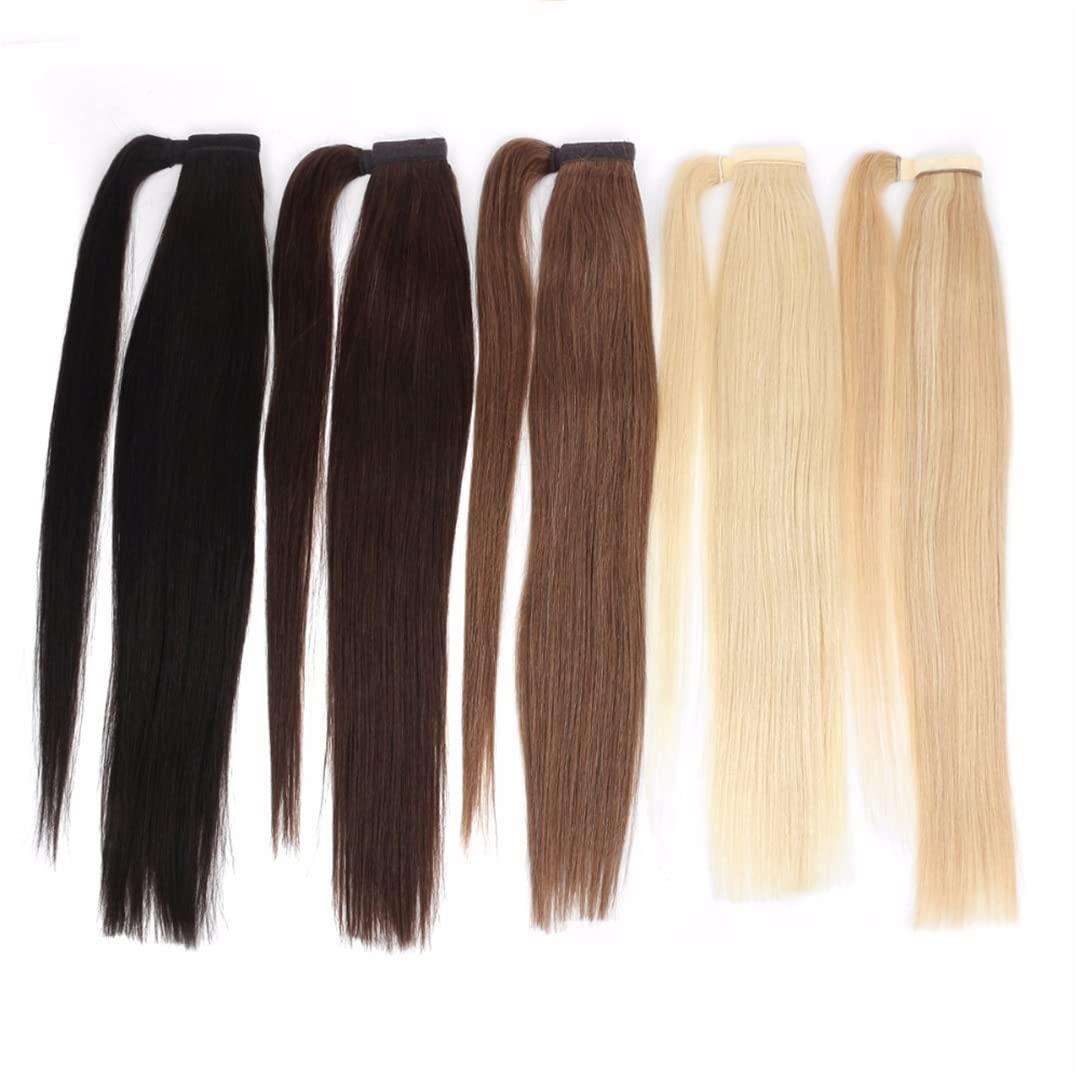 FInspiational 100% Human Hair ponytail Brazilian Straight Remy Wrap Around ponytail Clip In Horsetail Wig Extension 150G 120G P4-22 24inch 100g 6 Months With Proper Care