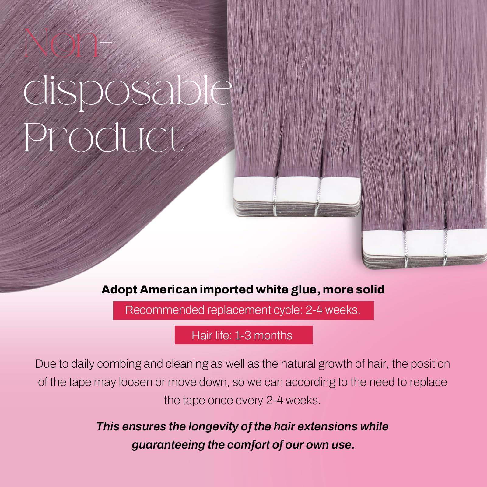 Moresoo Moresoo Purple Tape in Hair Extensions 16 Inch 10Pcs/25G Lavender Purple Hair Extensions for Any Occasion-Wedding,Party,School, No Age Limit