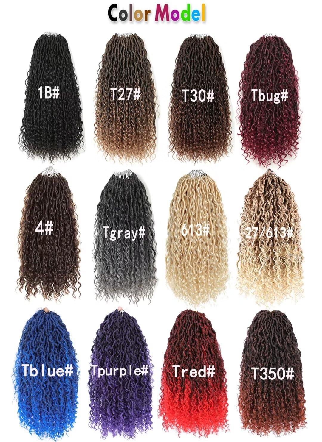 Alimiriam 8 Packs New Goddess Locs Crochet Hair 18 Inch Ombre Brown River Locs Crochet Hair with Curly Ends Pre-looped Curly Faux locs Braids Hair Boho Style Synthetic Hair Extensions (18\" 8Packs T1B/30#)