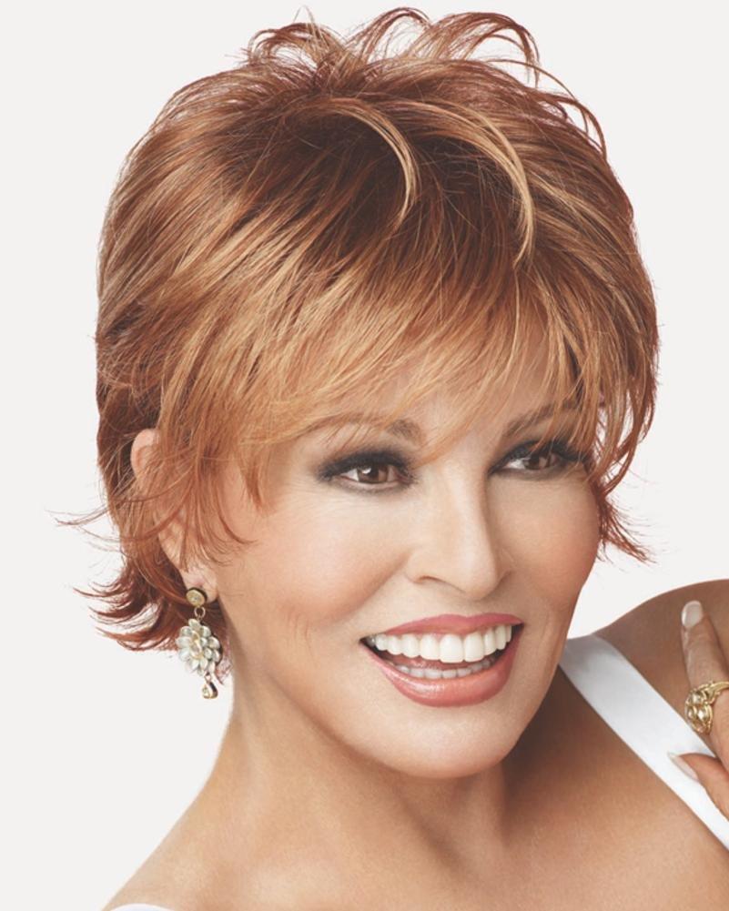 Raquel Welch Voltage Large Cap Wig Color R10 CHESTNUT - Raquel Welch Wigs Short Textured Layers Wispy Bangs Synthetic Women\'s Memory Capless Flared Neckline