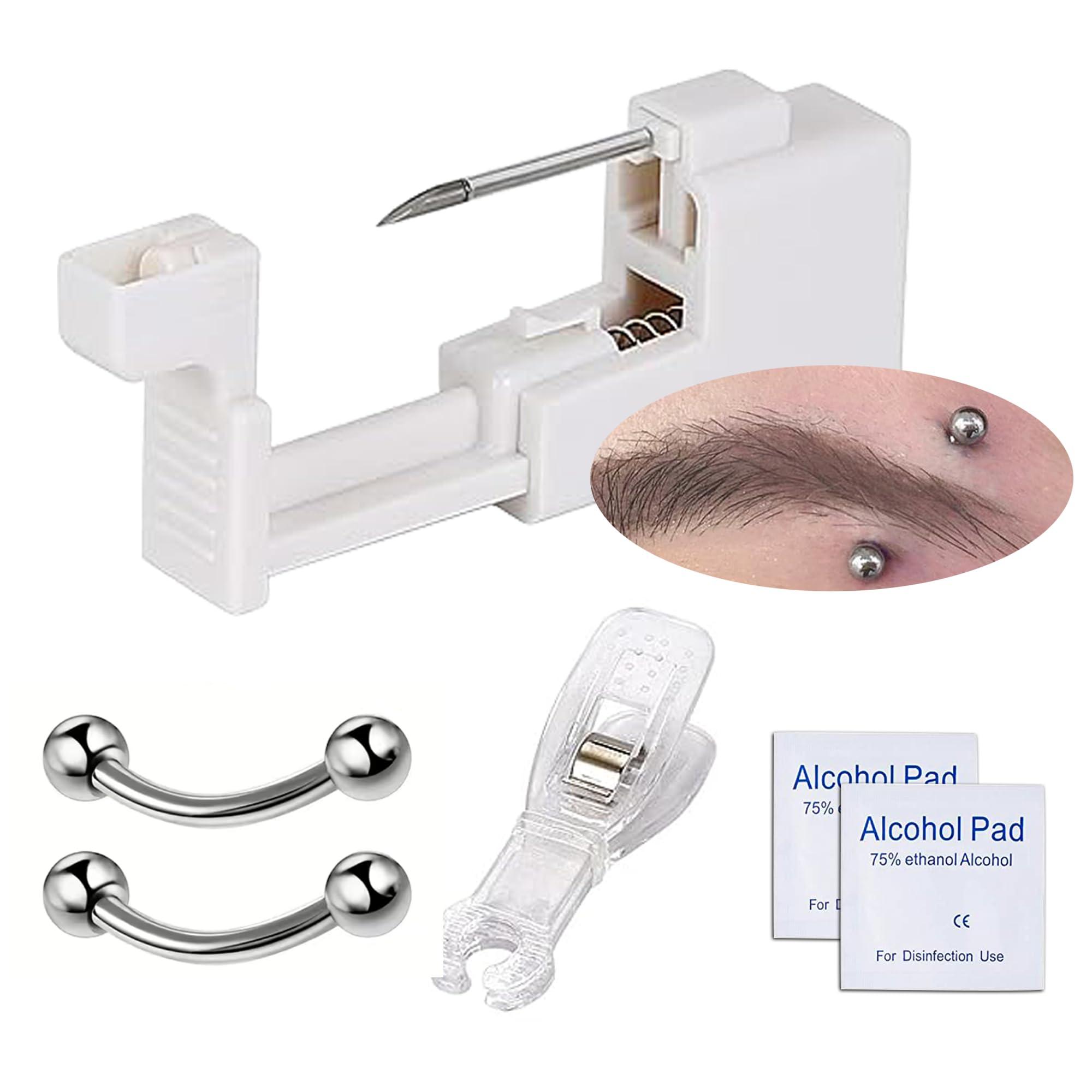 Lovamis Lovamis 5PCS Professional Body Piercing Kit for Eyebrow/Belly Button/Lip/Tongue/Nose, Safe Piercing Gun Kits, Body Piercing Needle Tool Kits Stainless Steel for Women Men(eyebrow piercing kit)