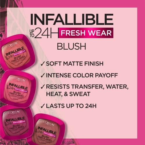 L’Oréal Paris L'Oreal Paris Infallible Up to 24H Fresh Wear Soft Matte Blush, Blendable, Long-Lasting and Waterproof Cheek Make Up, Confident Pink 10, 0.31 Oz