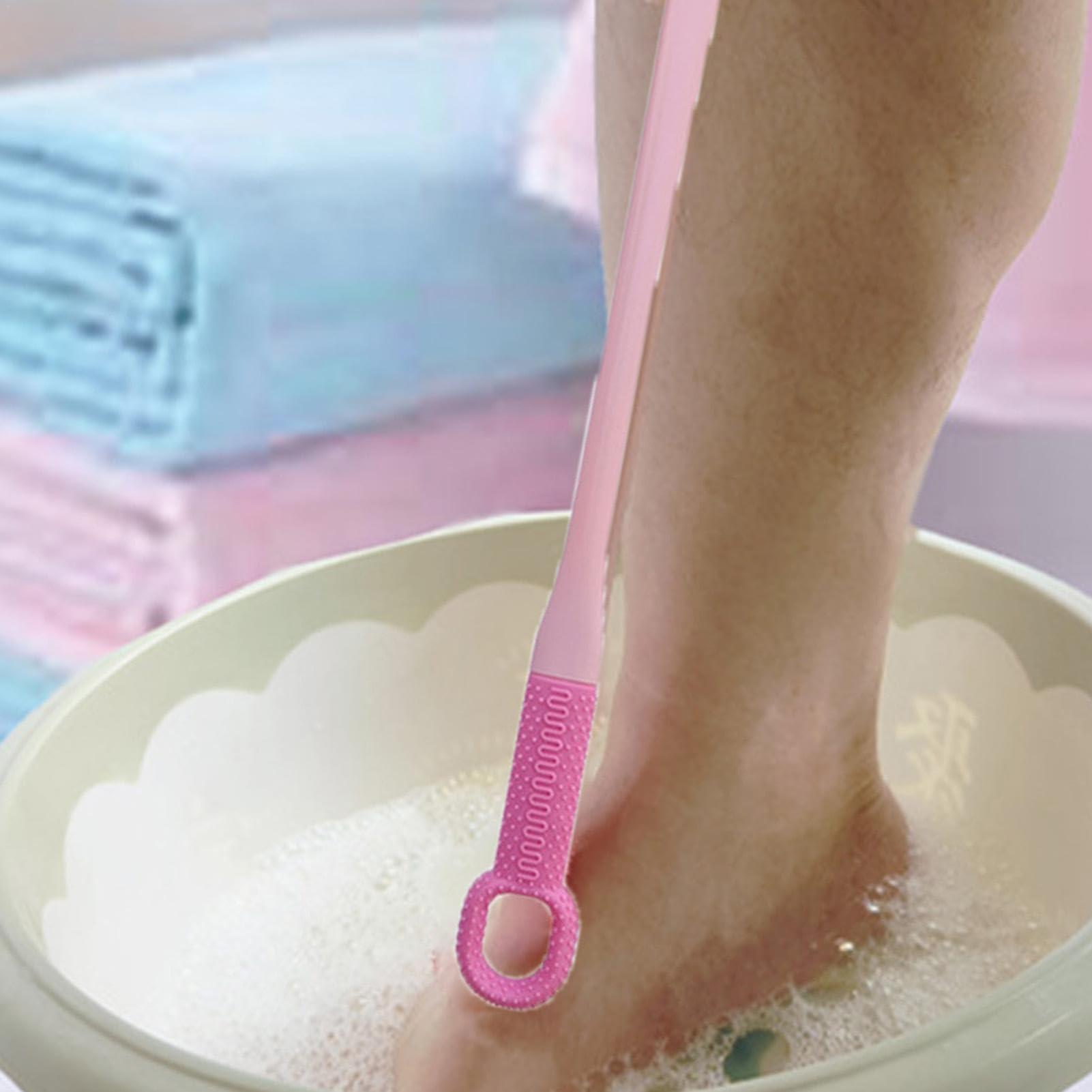 Huvqianu Toe Cleaning Brush | Long Handle Scrubber | Foot Scrubber Shower, Silicone Bristles Brush, Between Toe Scrubber, Senior Foot Cleaner, Shower Foot Brush, Foot Hygiene Tool, Elderly Foot Scrubber