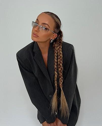 LullaBellz LullaBellz Synthetic Hair Extension Double Up Braid Grande 26 Length, Chocolate Brown Hairband Base, Pre-Sectioned Hair with Clear Elastics 2 Hair Grips, 2 Elastic Bands Suits All Hair Types