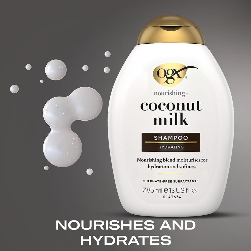 OGX OGX Nourishing + Coconut Milk Moisturizing Shampoo, Hydrating & Restoring Shampoo Moisturizes for Soft Hair After the First Use, Paraben-Free, Sulfate-Free Surfactants, 13 fl. oz
