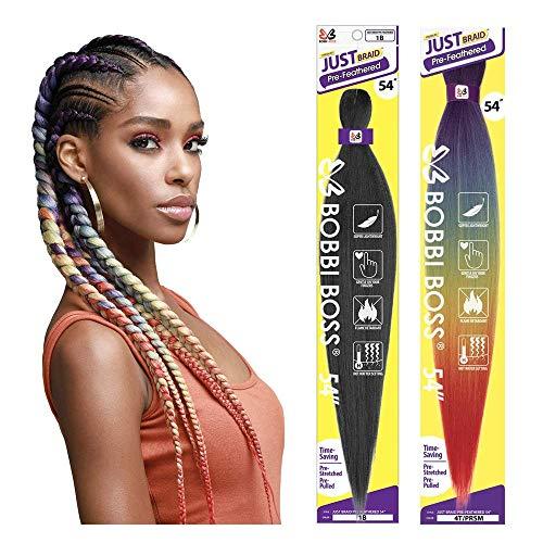 BOBBI BOSS Bobbi Boss Just Braid Pre-feathered Braiding Hair 54" Synthetic Fiber for Twisting Crochet Box Braids Extension (2) - 8 PACK