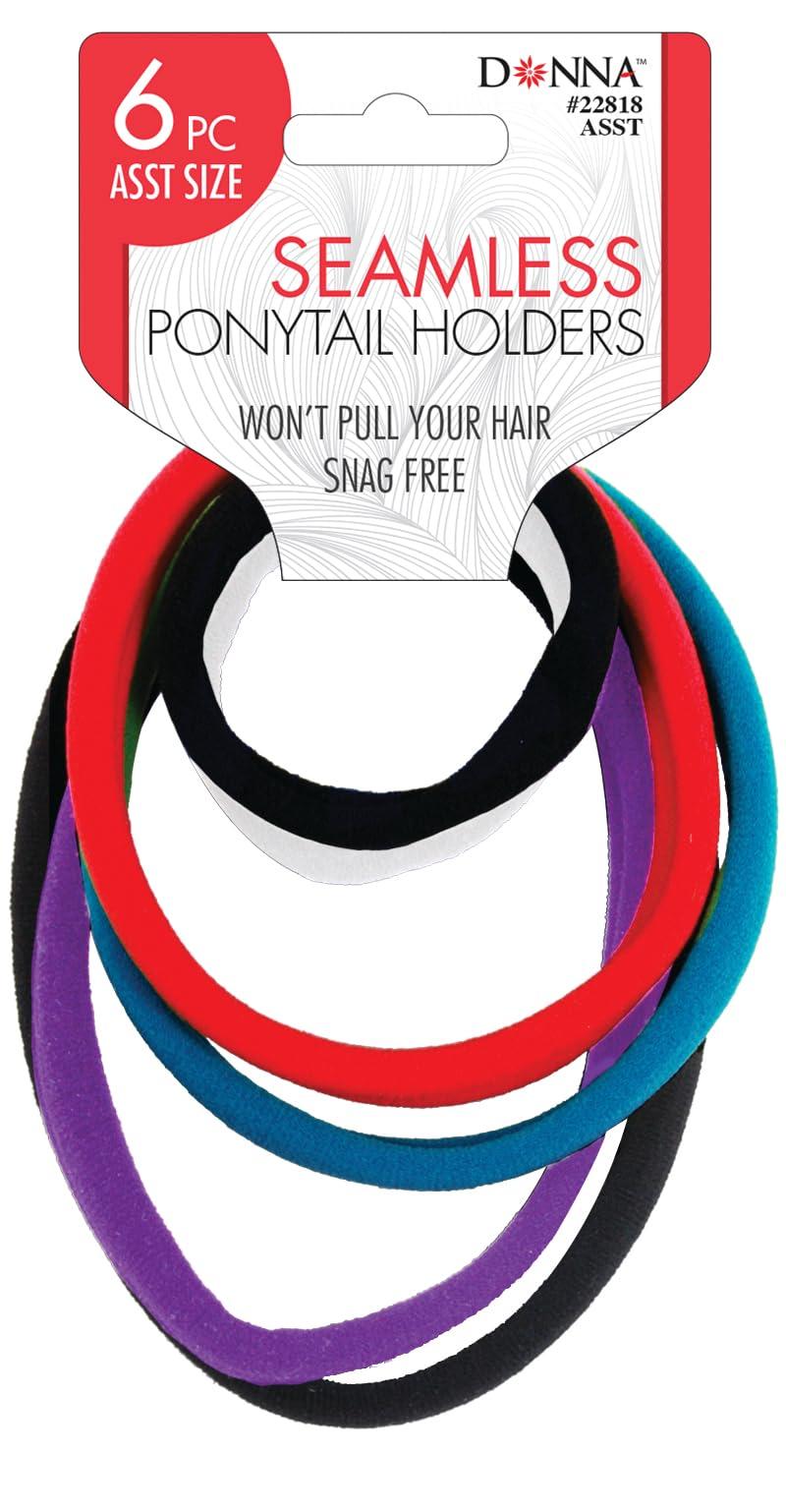 DONNA DONNA ASST SIZE Seamless Ponytail Holders 6pcs ASSORT