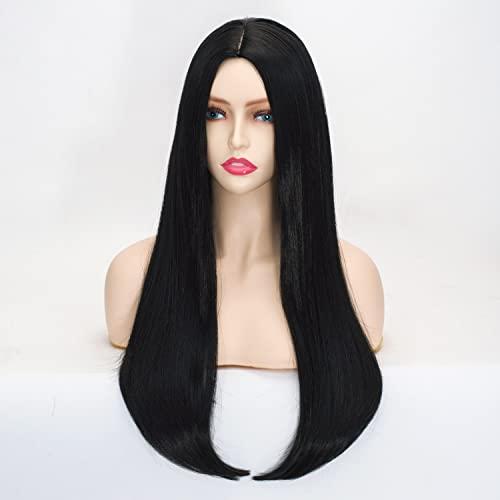 Coraline Coraline Long Black Wig Long Straight Middle Part Black Parting Halloween Costume Cosplay and Daily Wig (black)