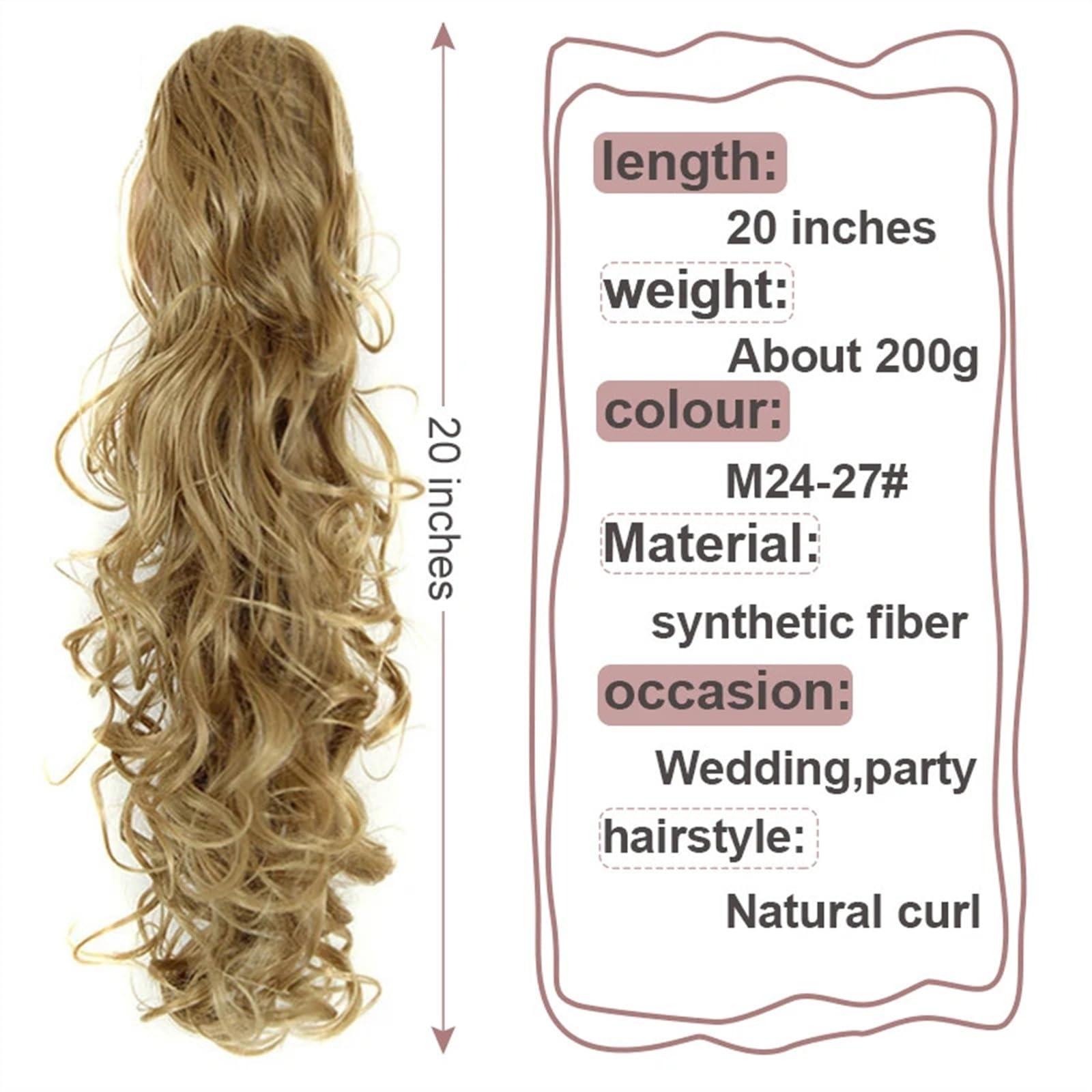 WAOCEO Ponytail Hair Extensions Claw Clip Ponytail Extension 20inch Long Wavy Curly Ponytail Hair Extensions Natural Curly Synthetic Claw Clip in Pony Tail Hairpiece Pony Tails Extensions Human Hair(2-33)