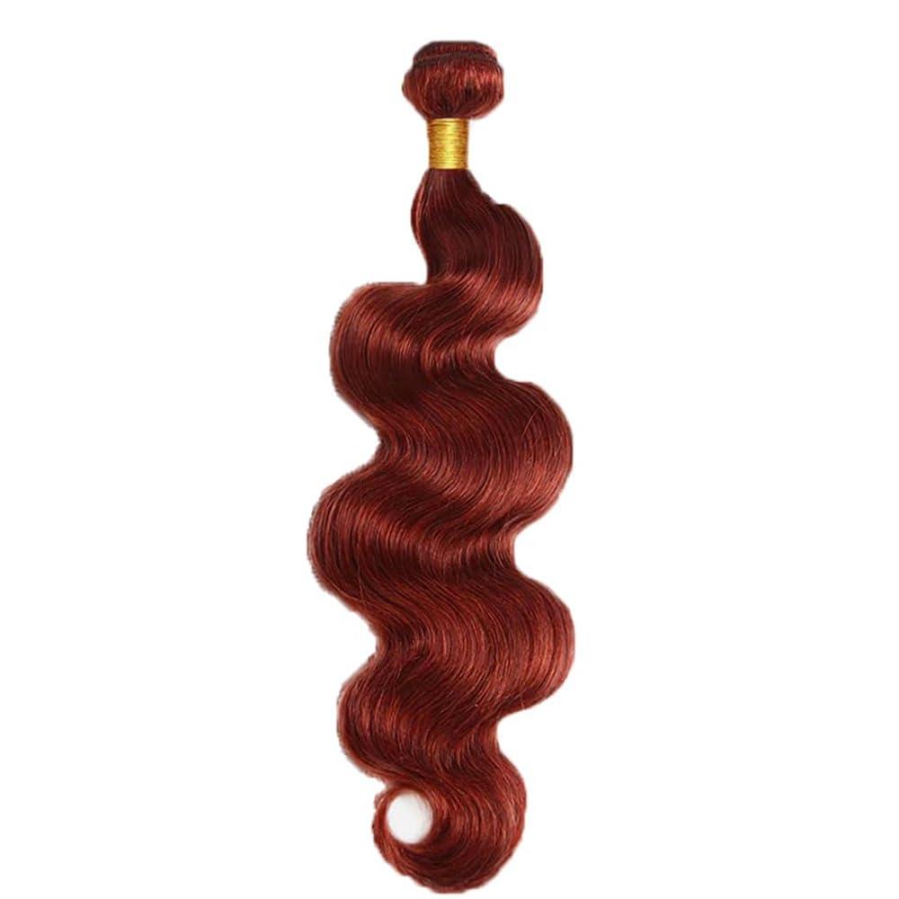 AuokMar AuokMar Copper Human Hair Bundles Reddish Brown, Body Wave, 14 Inch, 100g, Brazilian Virgin Remy, 1 Bundle, Sew In Hair Weave