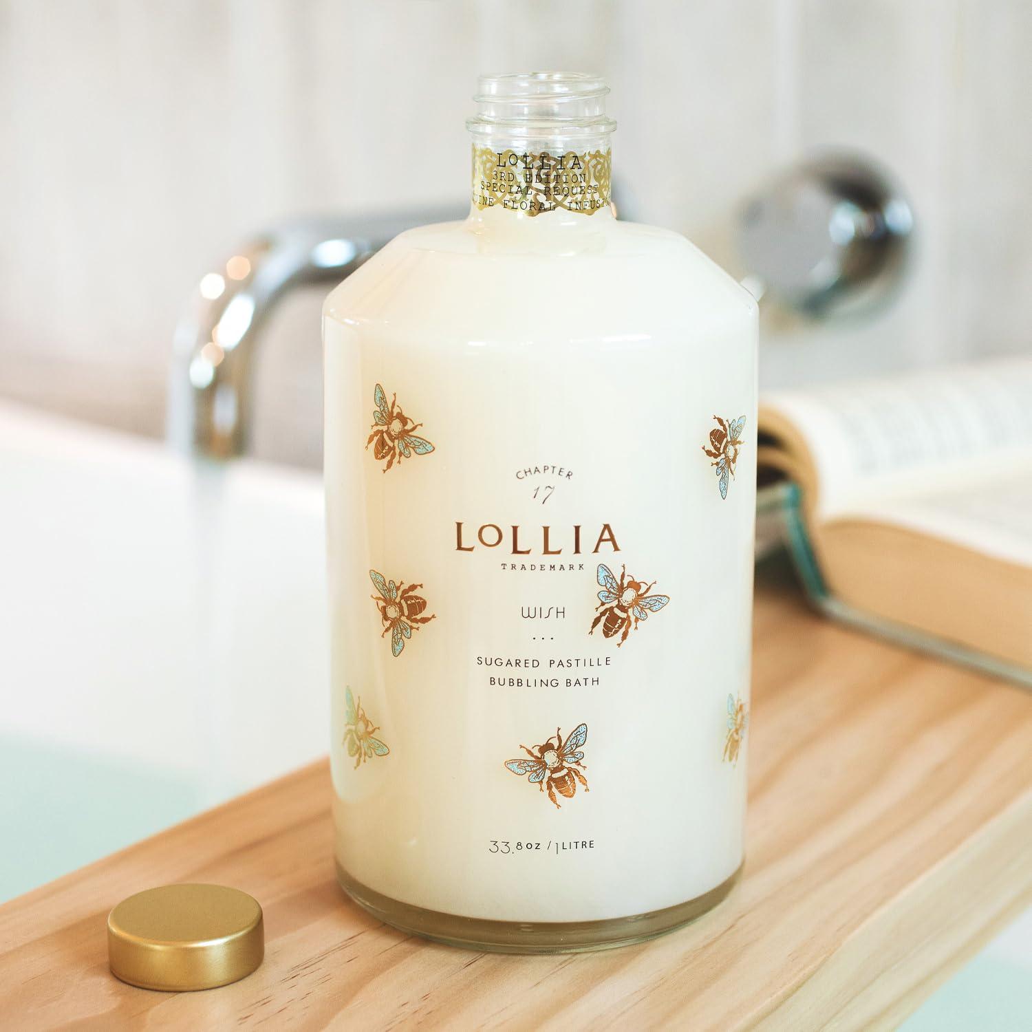 LOLLIA Lollia Wish Bubble Bath, 33.8 fl. oz. Sugared Pastille Scent Gentle & Moisturizing Bubble Bath, Hydrating Ingredients, Scented Bubble Bath for Women