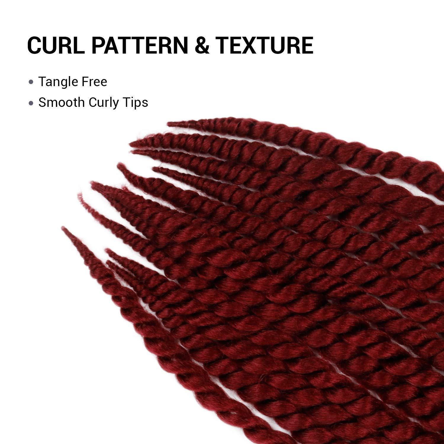 AU-THEN-TIC AU-THEN-TIC Jumbo Senegalese Twist Crochet Hair, 24 Inch, 4 Pack, Synthetic Extensions for Havana and Mambo Twist Styles, (BURG, Burgundy)