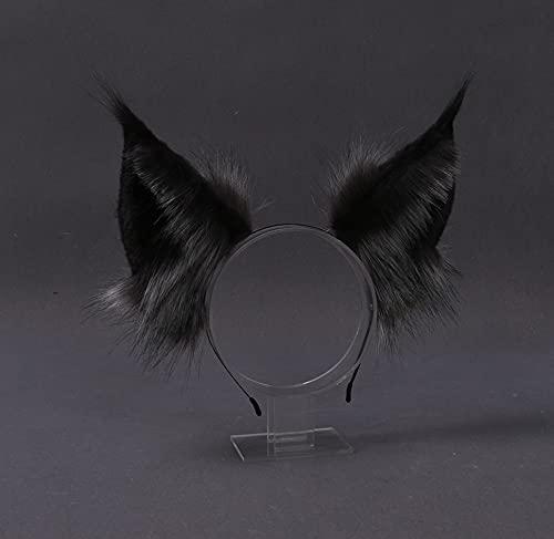Fxaelian Fxaelian Anime Cute Wolf Cat Dog Ears Headband Hair Clips Halloween Cosplay Costume Party Hair Clips Headpiece Hair Accessories Hairband Headwear Unisex Grey