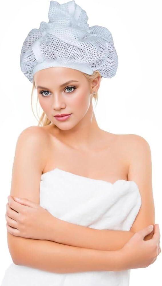 bacion Cap for Drying Curly Hair, Net Plopping Cap-Net Plopping Bonnet, Net Plopping Cap with Adjustable Drawstring, Satin Diffuse Cap for Drying Curly Hair with Drawstring QJ-1018 (Color : 3PCS)