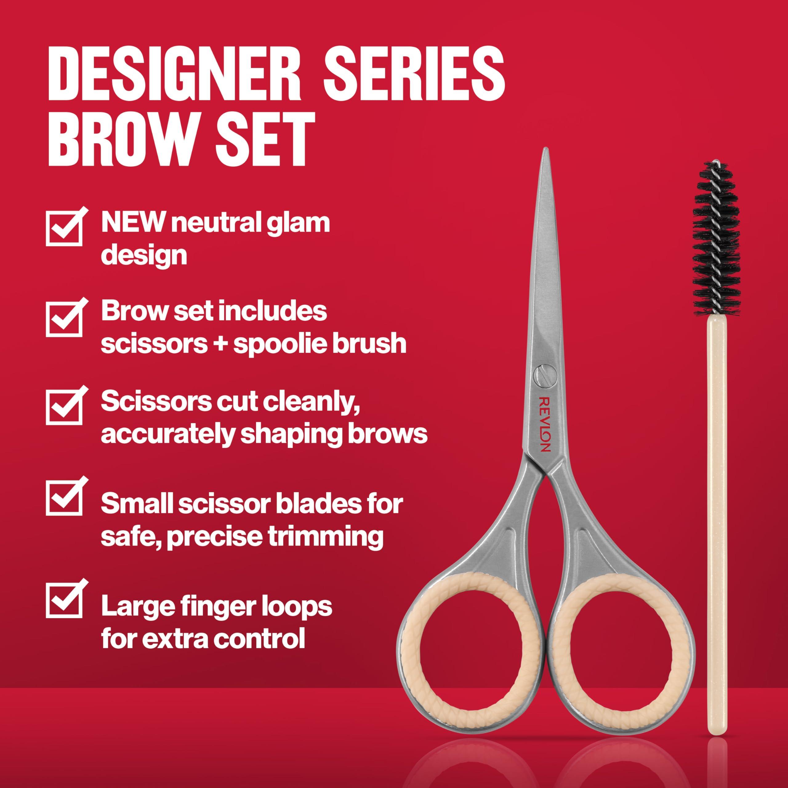 REVLON Revlon Designer Series Brow Set, Trimming and Shaping Eyebrow Kit with Scissors and Spoolie Brush, Easy to Use at Home or on The Go, 1 Count