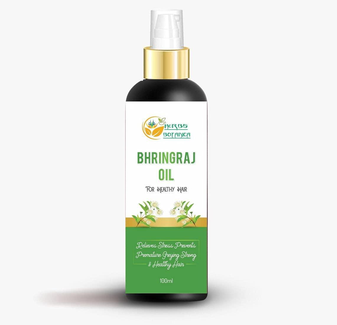 Herbs Botanica Herbs Botanica Bhringraj Oil for Hair Growth Organic Ayurvedic Herbal Hair Oil with Bhringraj, Amla, Aloe Vera, Sesame & Curry Leaf Reduces Hair Fall, No Silicones or Parabens 6.76 Fl Oz