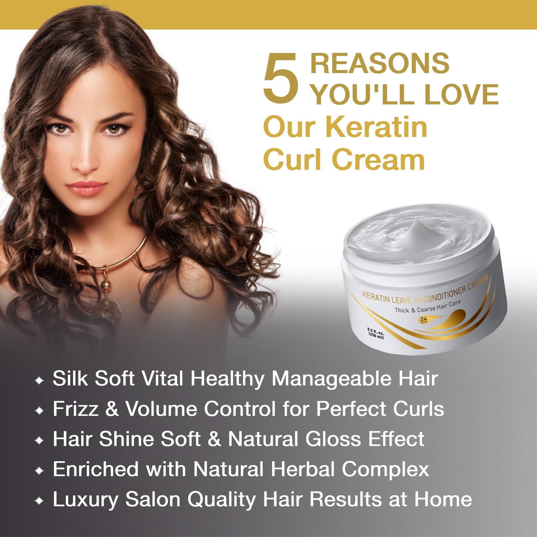 VITAMINS hair cosmetics Vitamins Keratin Shampoo and Thick Hair Leave-In Conditioner Kit - Renewing Cleanser for Luminous Blowout Look and No Rinse Conditioning Moisturizer For Dry Damaged Hair - Pro Salon Hair Care