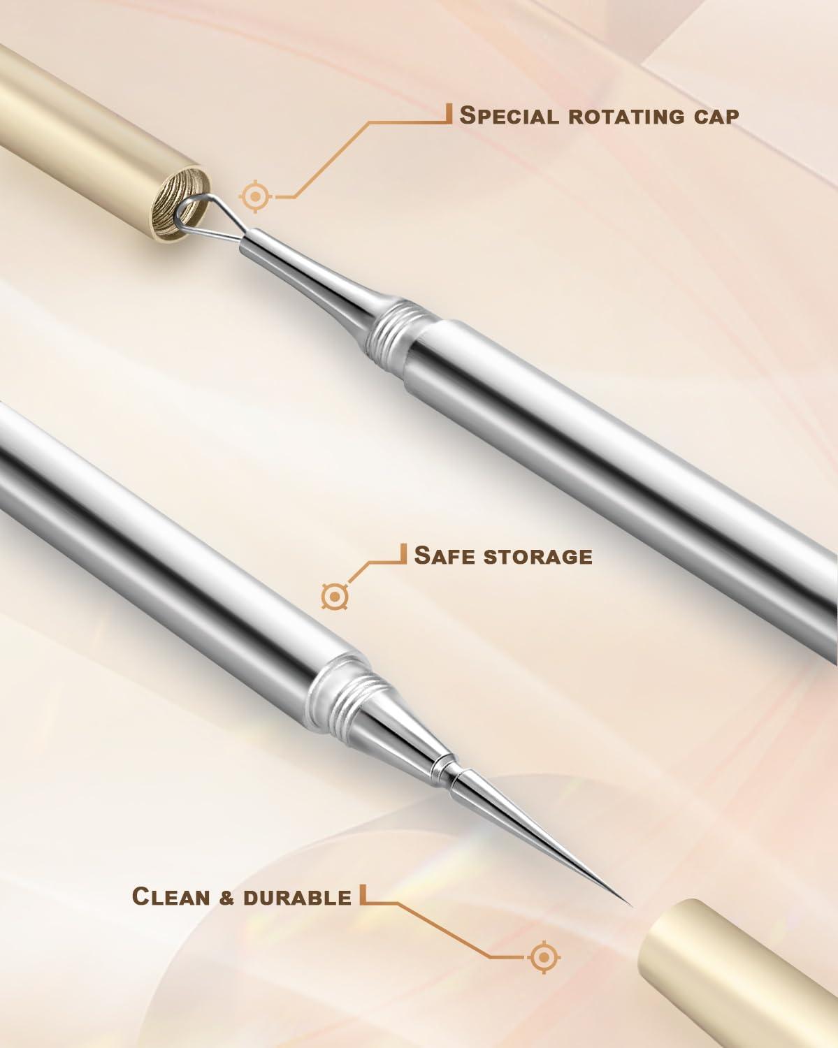 SG Nekoo SGNEKOO Professional Facial Milia Removal Tool and Whitehead Extractor,Titanium Alloy Double Ended Needle and Steel Tweezers Kit,Blackhead,Blemish,Zit and Pimple Acne Remover Popper (Titanium Gold)