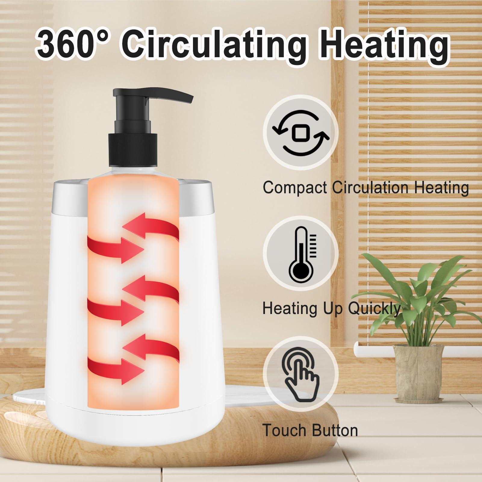 JOJOCOSMO JOJOCOSMO Massage Oil Warmer Bottle Professional Massage Lotion Heater for SPA, Automatic Warmer Heated Oil Lotion Cream for Salon, Home, with Two Oil Bottle Dispenser (White)