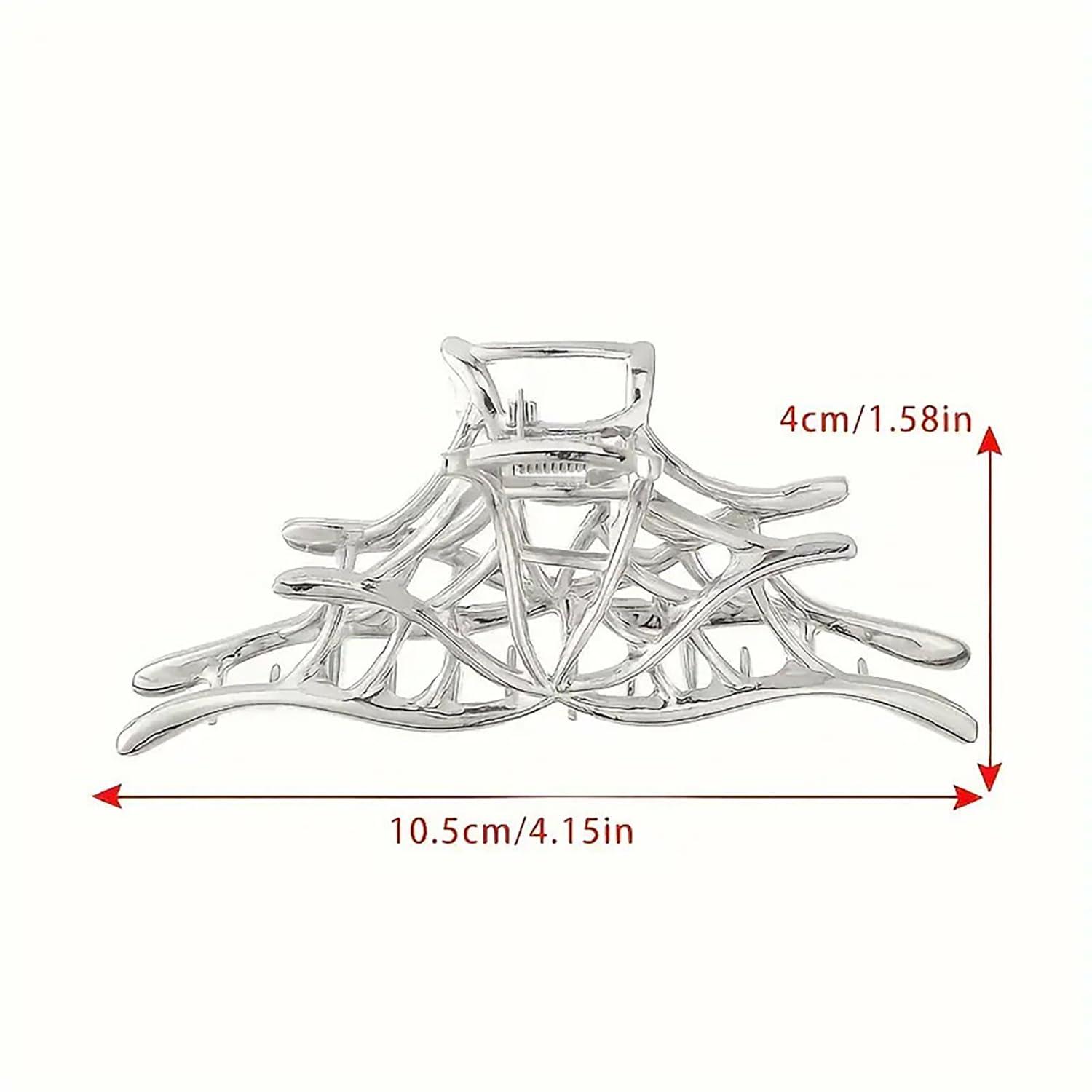 Dulyork Halloween Hair Claw Clip Halloween Spider Web Hair Clips For Women Silvery Metal Claw Clips With Spider Web Shape Designs Halloween Non-Slip Jaw Claw Clips For Women Halloween Hair Accessories
