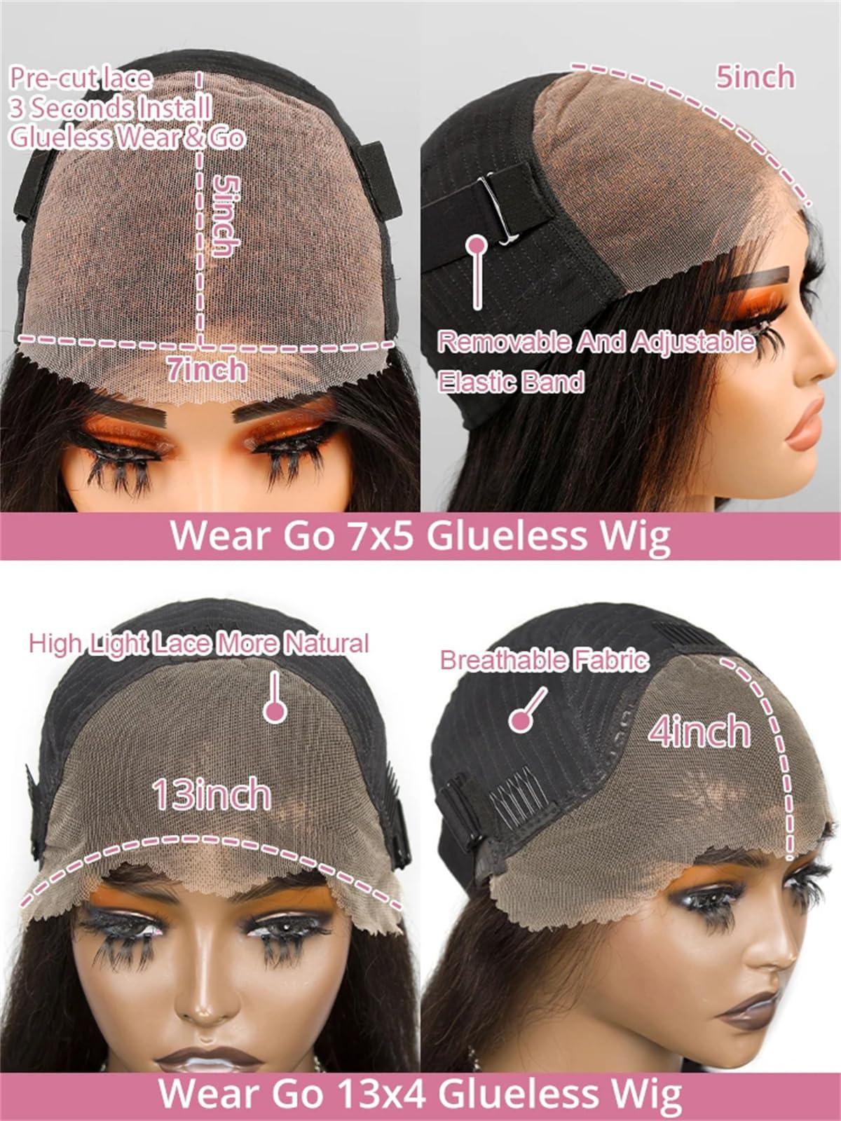 Human Lace Wig For Women Pre Cut No Glue Straight Glueless Wig Human Hair Preplucked Ready To Wear Brazilian 13X4 7X5 Lace Frontal Wigs For Women