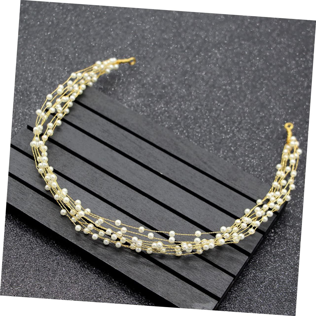 NOLITOY NOLITOY Wedding Headpiece Hair Ribbons Wedding Hair Accessories Bridal Hair Accessories Bridal Headdress Bridal Headpiece Pearl Headband Wedding Headband