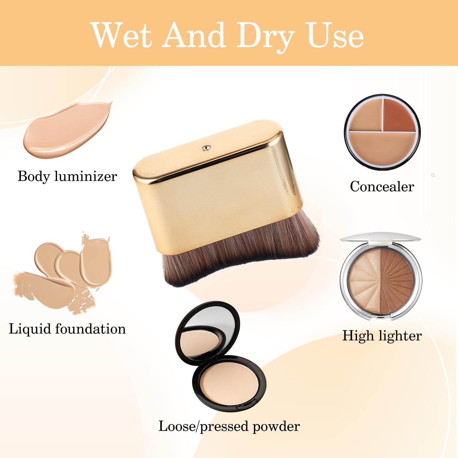 Molain Molain Self Tanner Brush, Large Kabuki Brush for Body, Sunless Tanner Makeup Brushes, Face Makeup Brush for Foundation, Blusher, Shadow, Bronzer (Gold)