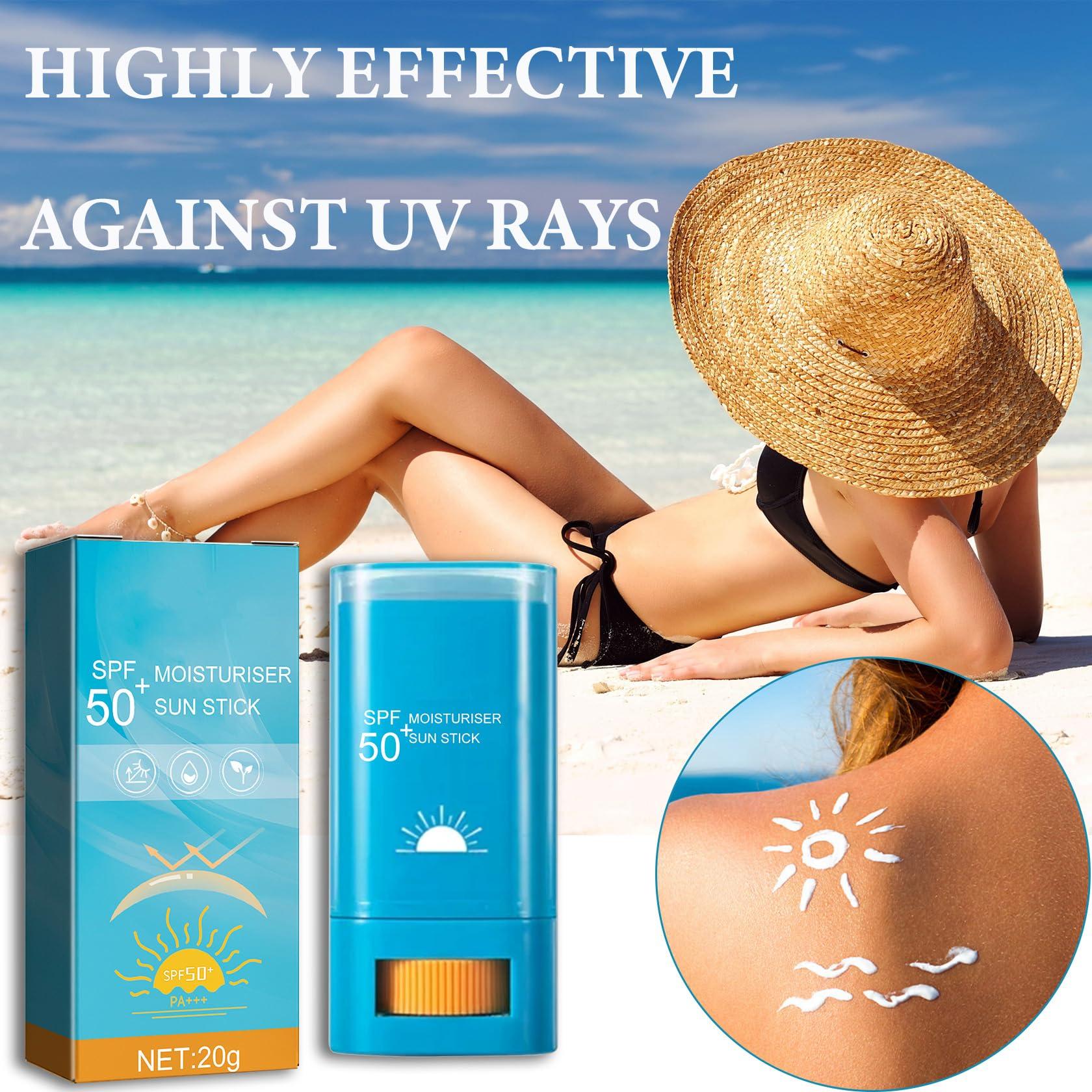 Fusang 2 PCS Face Sunscreen Stick,SPF 50+ Sunscreen Stick Face,Oil Control Lightweight Sunscreen Face Stick,Matte Stick Sunscreen for Face