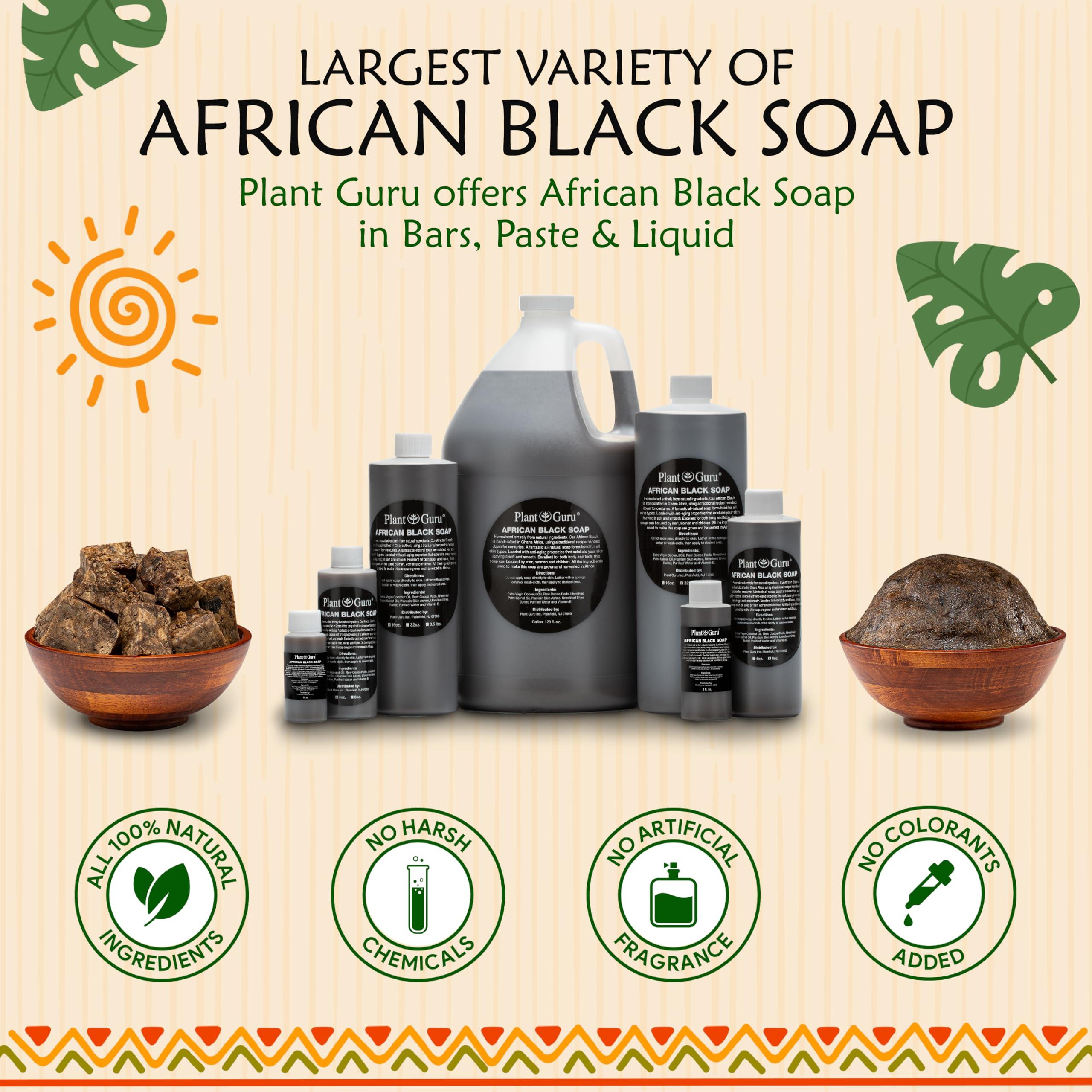 Plant Guru Raw African Black Soap 3 lbs. Bulk Bars 100% Pure Natural From Ghana. Acne Treatment, Aids Against Eczema & Psoriasis, Dry Skin, Scars and Dark Spots. Great For Pimples, Blackhead.