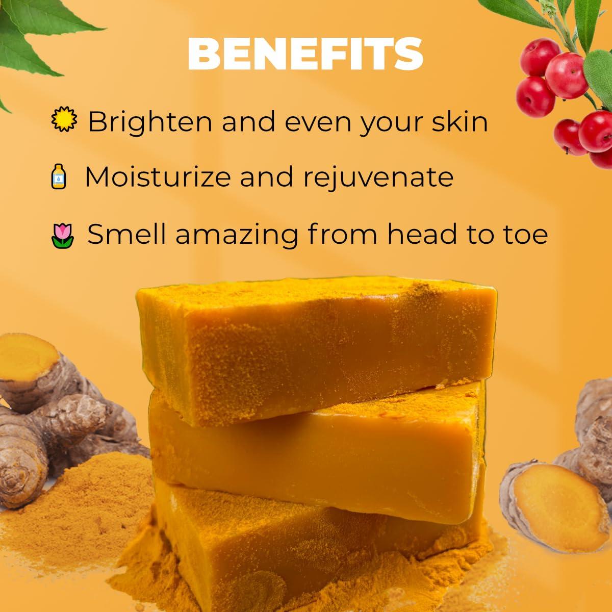 Glo Melanin Glo Melanin Organic Turmeric Soap for Dark Spots & Acne, Turmeric Soap for Skin Brightening and Clearing Formula, All Natural Turmeric Soap Bar