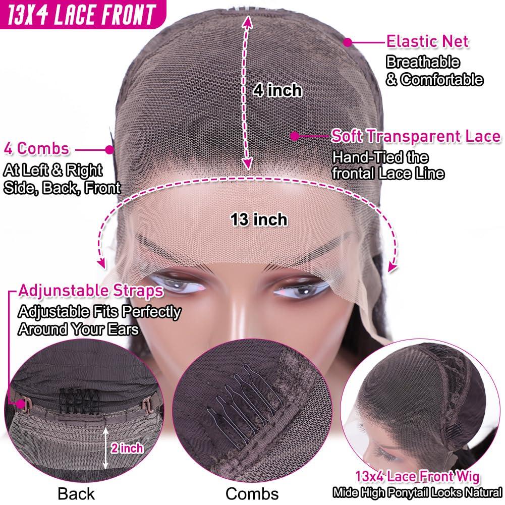 Hermosa Hermosa 220% Density HD Transparent Lace Front Wigs Human Hair for Women 12A Brazilian Straight 13x4 Human Hair Lace Front Wigs Pre Plucked with Baby Hair Natural Hairline 26 inch