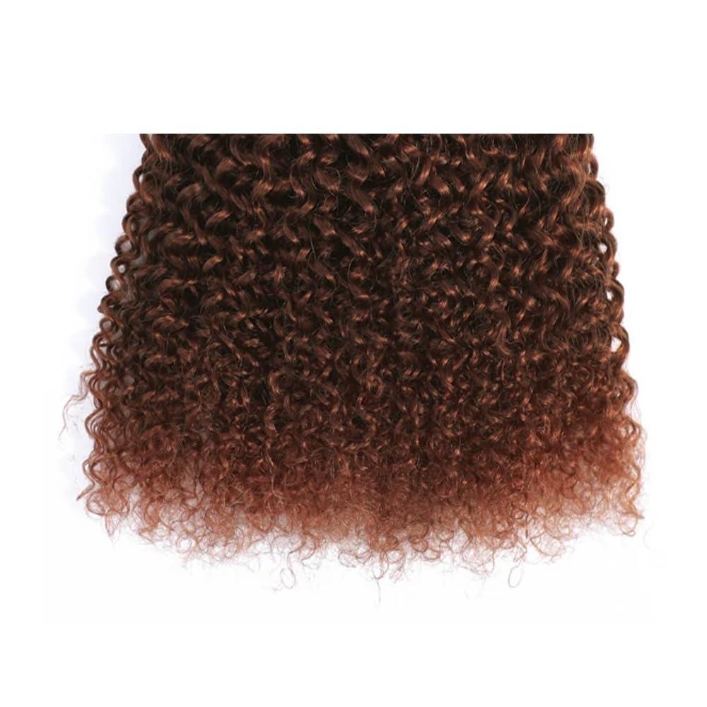 Lukcttr Lukcttr 22 24 26 Inch Color 33 Bundles Copper Brown Kinky Curly Human Hair Bundles Brazilian Reddish Brown Curly Hair Weave