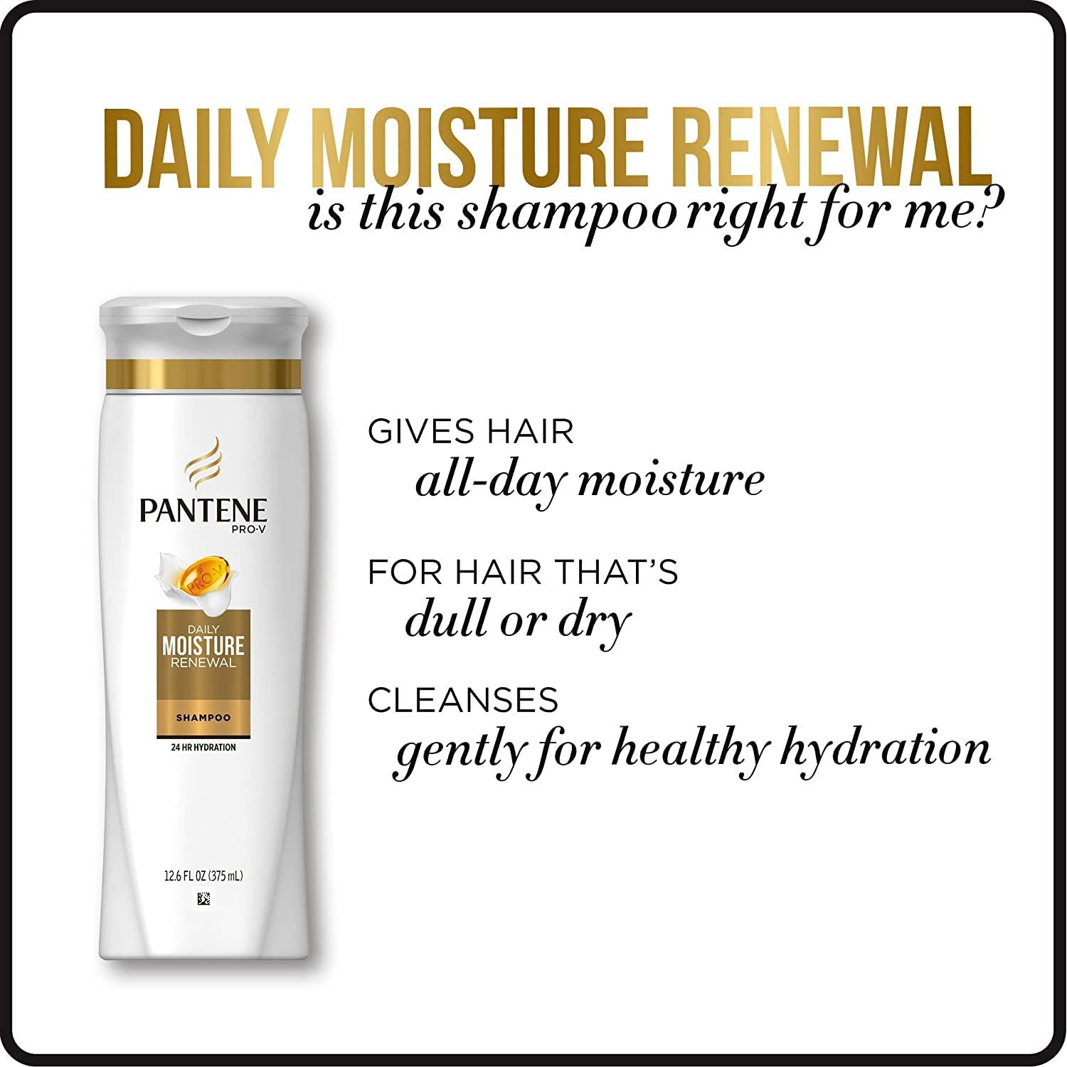 Pantene Pantene, Shampoo, Pro-V Daily Moisture Renewal for Dry Hair, 25.4 Fl Oz (Pack of 2), Twin Pack