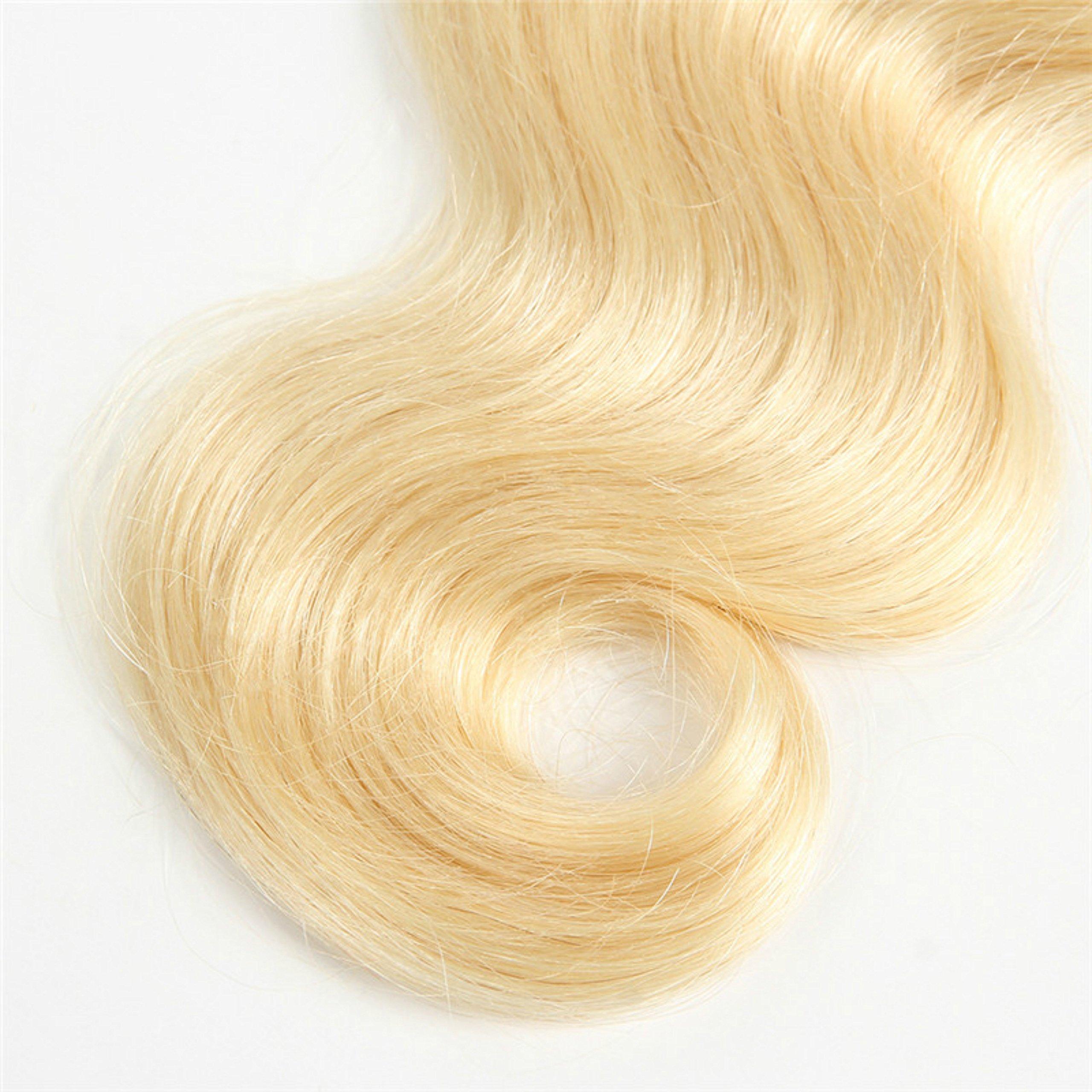 Hairyounique 20" Natural Black to Platinum Blonde Ombre (613 Blonde Black Roots) Body Wave Hair Weft Bundle Virgin Remy Human Hair Thick to Ends