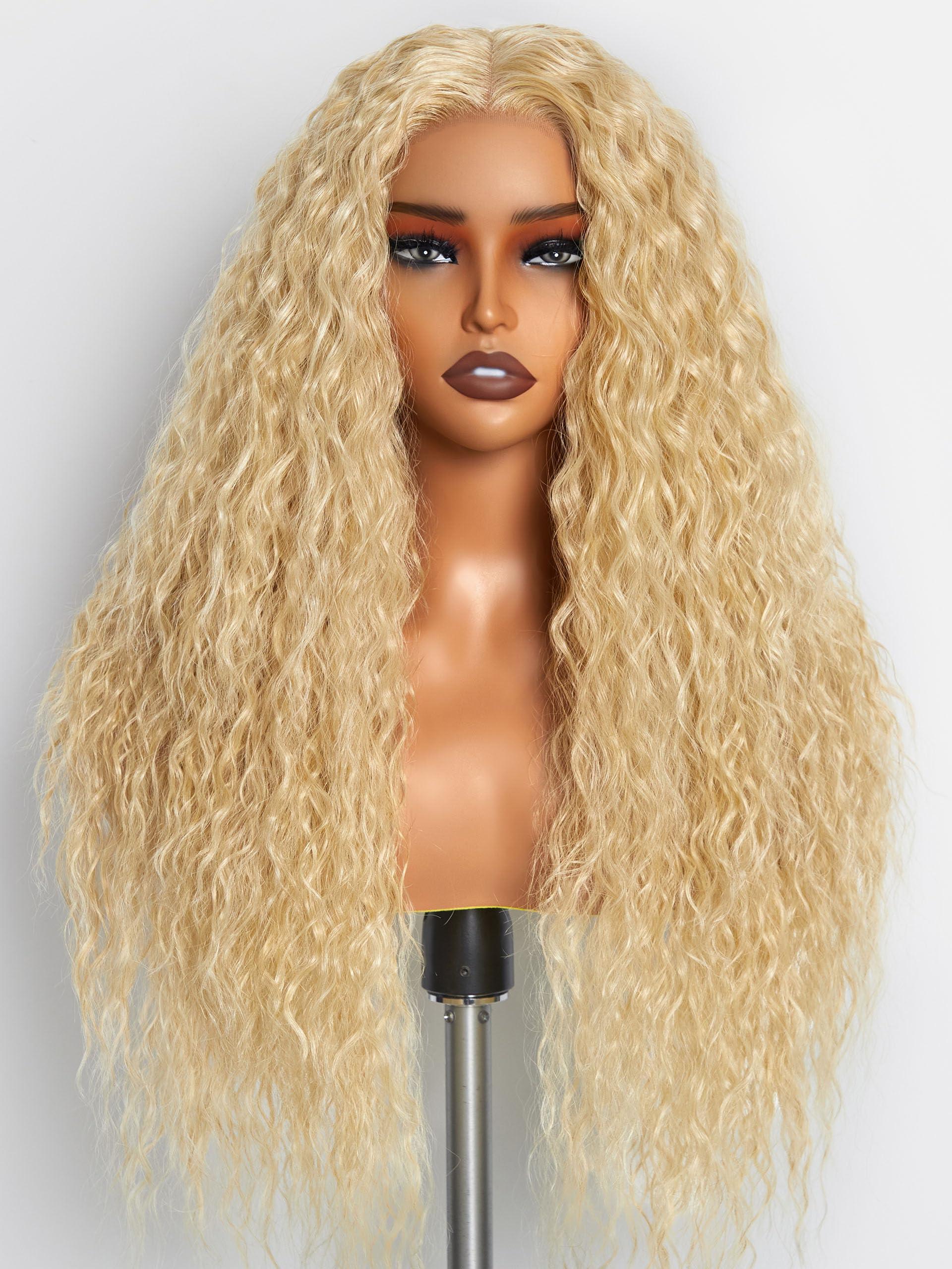 GORGIUS GORGIUS 613 Blonde Water Wave Wig Glueless Lace Front Wig, Crafted with Style-Archive Tech: Premium Fiber & Remy Human Hair Blend with Natural Hairline Pre Plucked Pre Cut Lace Wig